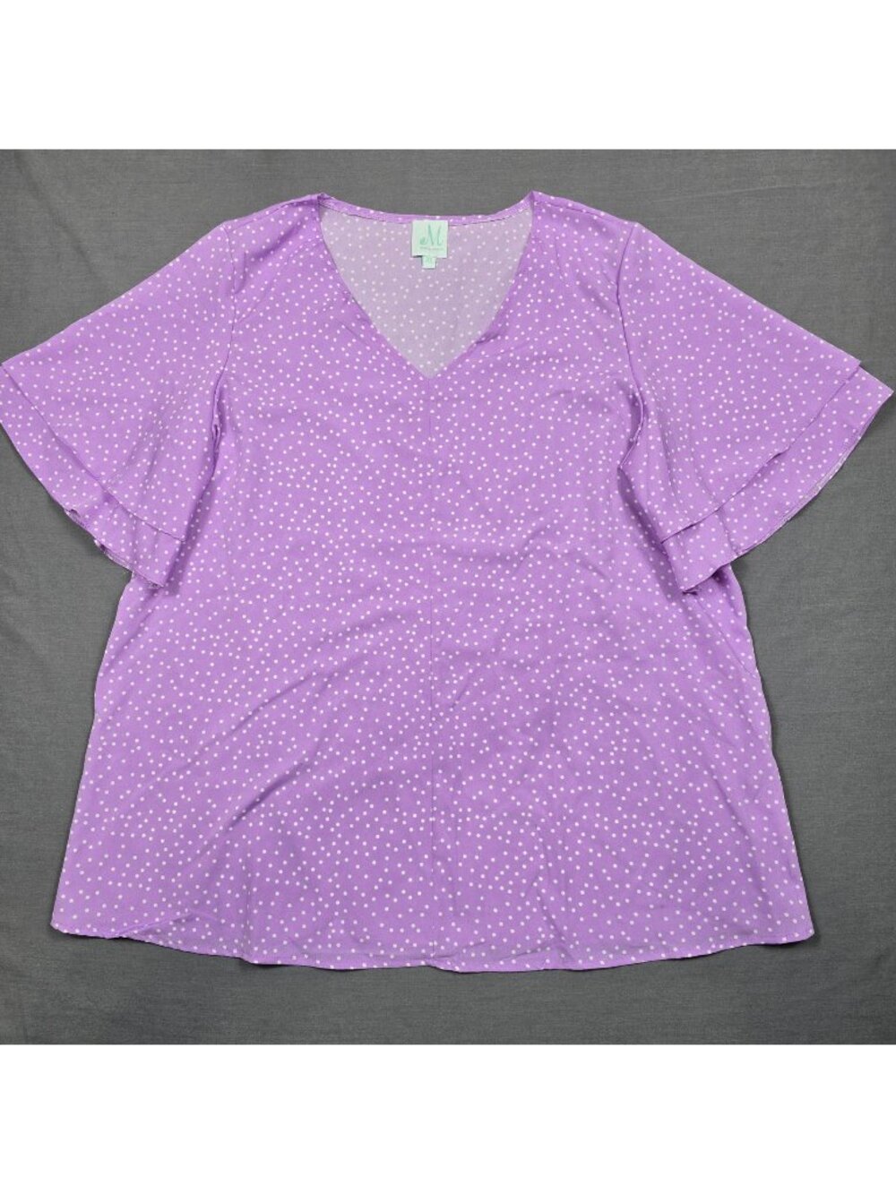 Polka Dot XL Lavender Flutter Sleeve Blouse Shopthemint Feminine